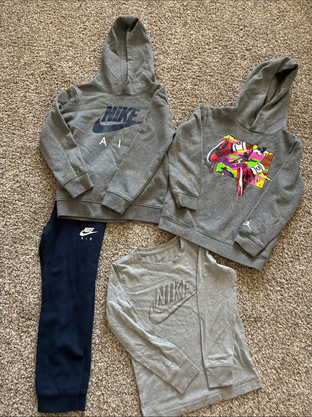 Nike Kids Gray Hoodie & Top Set with Navy Joggers